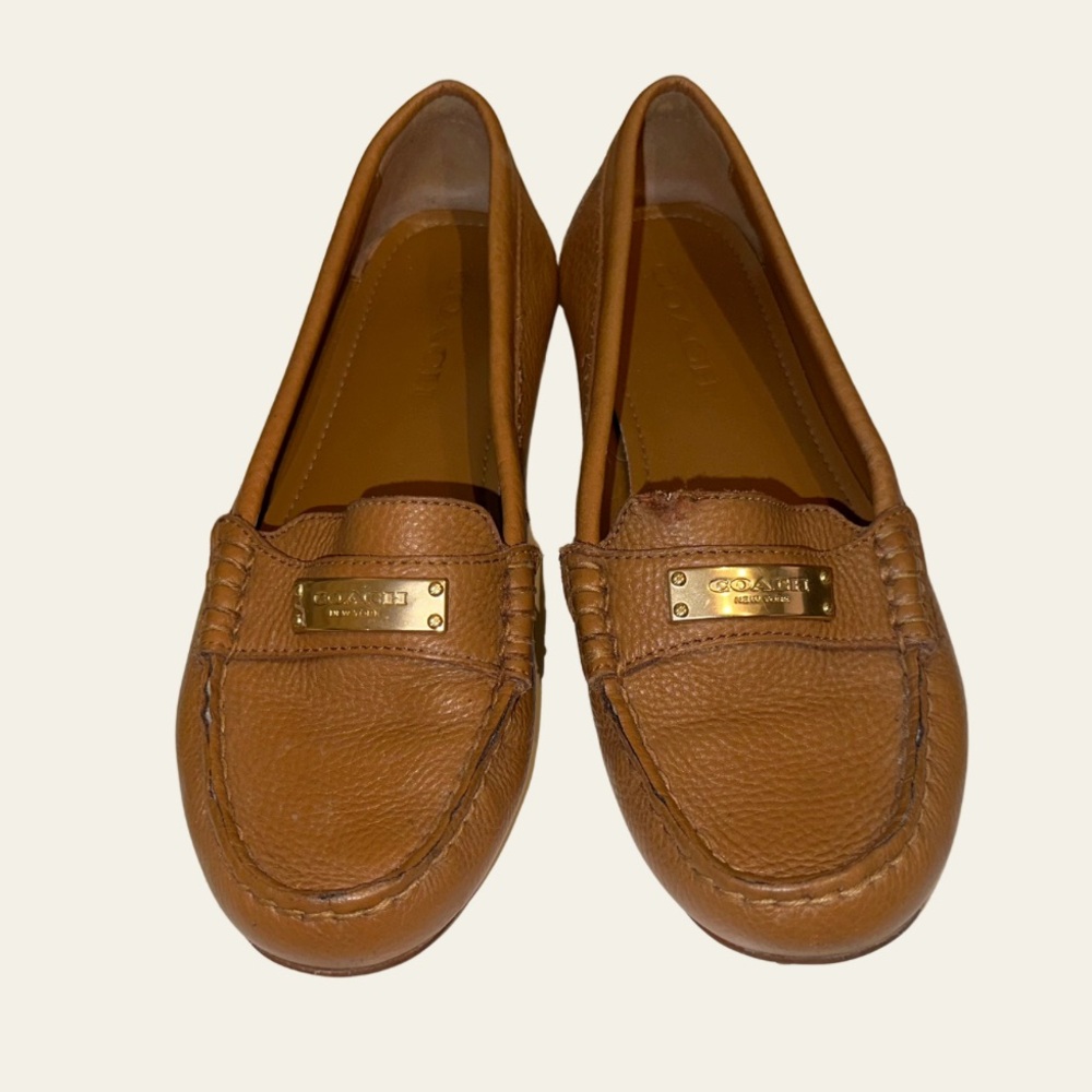 Coach Tan Leather Penny Loafers Old Money Preppy Tennis Core Classic 6.5